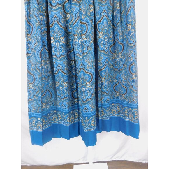 Draper's & Damon's Blue Paisley Border Print Skirt Elastic Waist Boho Witch 10 - Picture 8 of 11